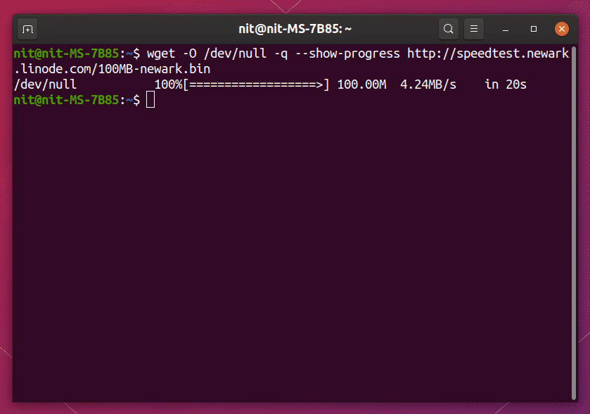 command line internet connection speed test