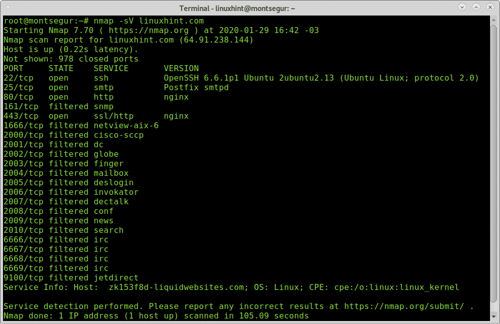 Nmap Version Scan, determining the version and available services