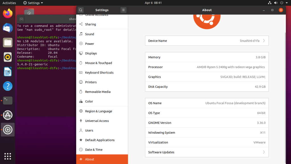 Installing Ubuntu Desktop 20.04 LTS ubuntu 
