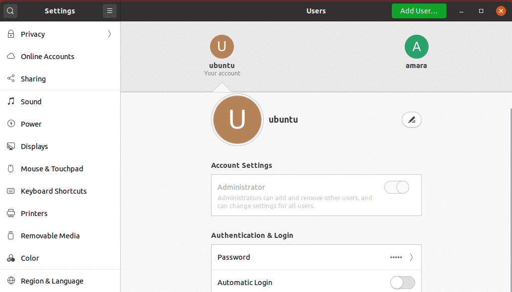 Ubuntu password