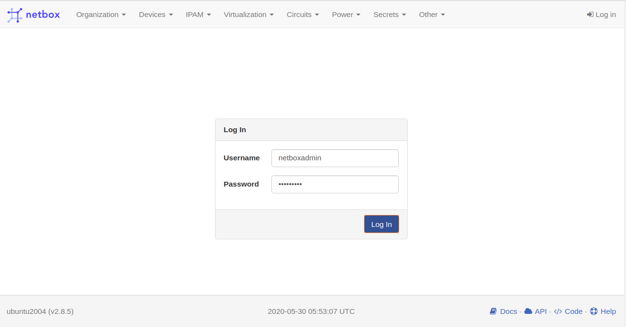 IPAM NETBOX install. NETBOX log. NETBOX Virtualization. NETBOX login.