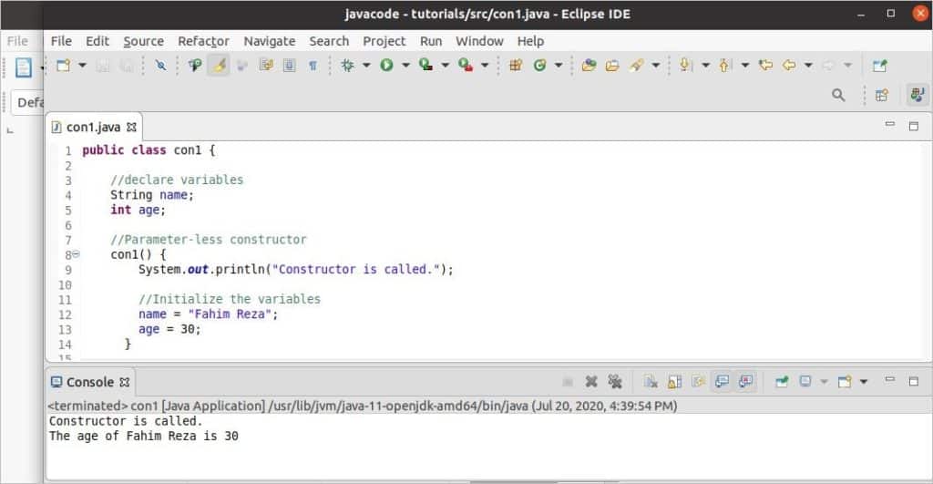 Java Constructor Tutorial Java 