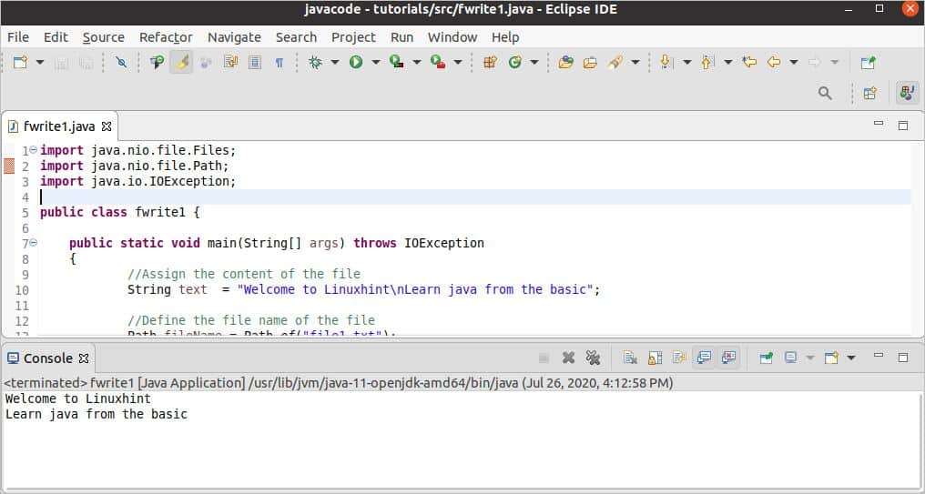Java write to file Java 