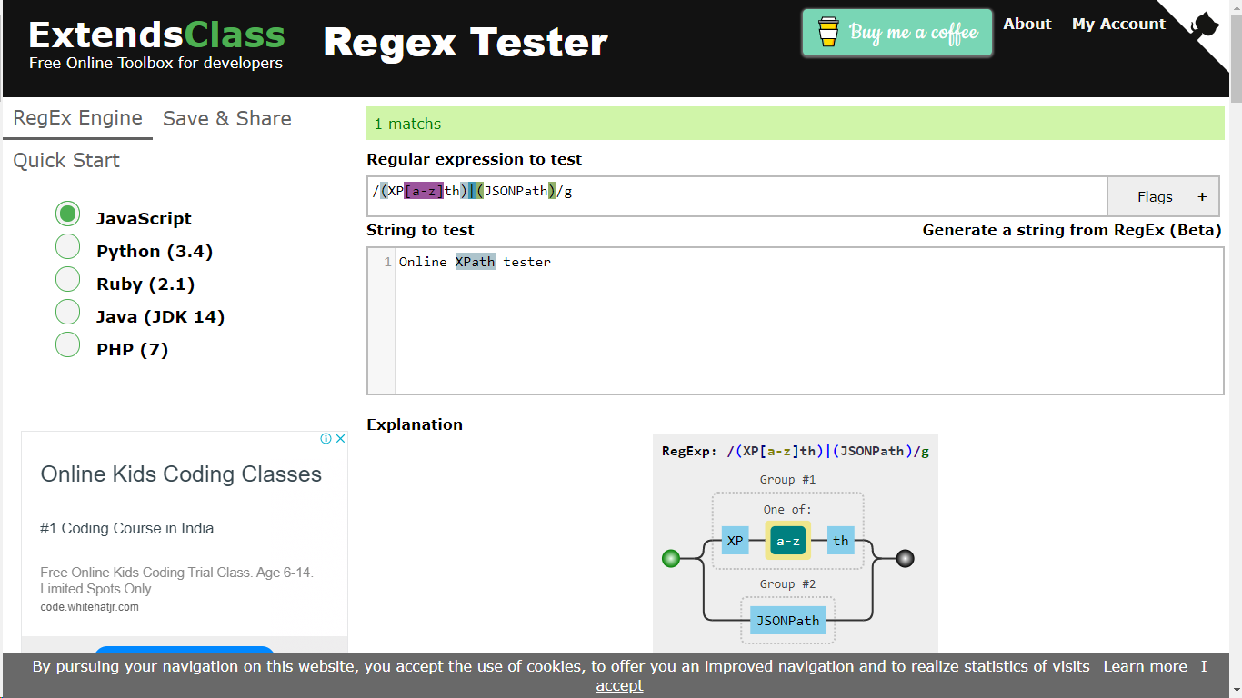 10 RegEx Tester for JavaScript, Python, PHP, Golang, Ruby, etc. Development 