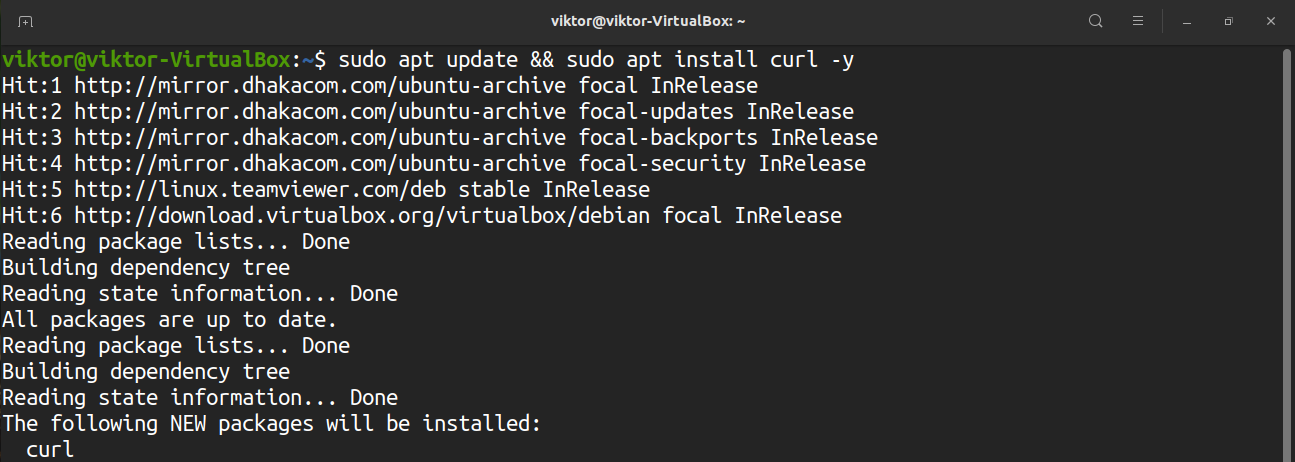 how to install curl using node js