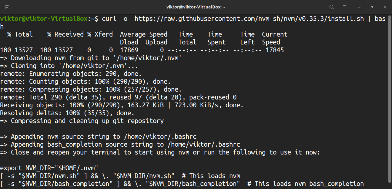 Node js Ubuntu install. How install node js. Wget. JAVASCRIPT Terminal Run. Install this script