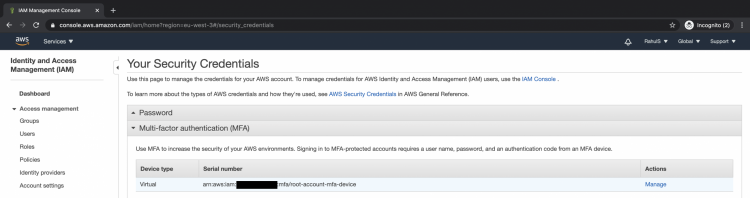 How to secure your AWS account by enabling Multi-Factor Authentication linux 