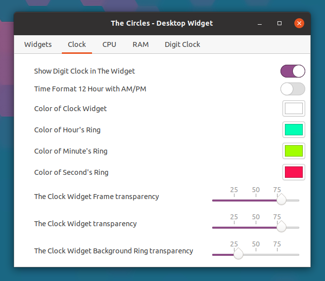 Display The Clock, RAM And CPU Usage As Circle Widgets On Your GNOME Shell Desktop gnome shell tweaks 