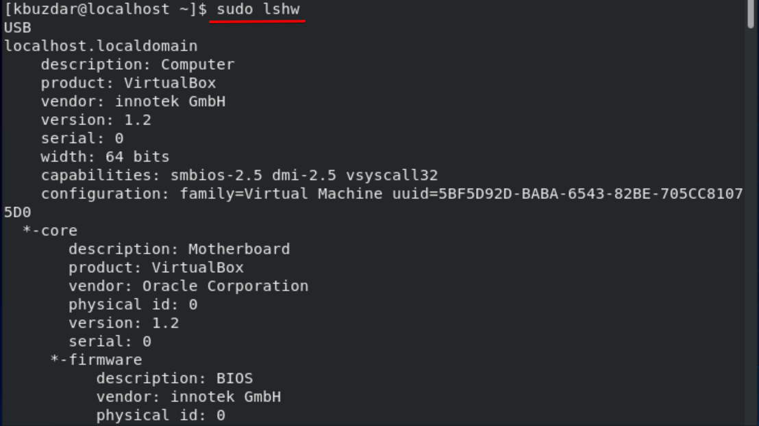 How to get system hardware details on CentOS 8 centos linux shell 