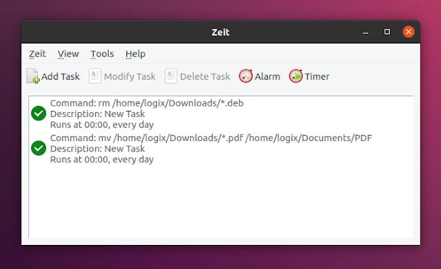 Schedule Commands And Scripts In Linux With Zeit (GUI For Cron And At) Apps 