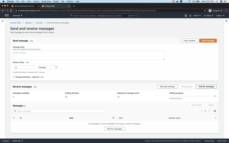 How to create a subscription between an SQS queue and SNS topic on AWS linux 