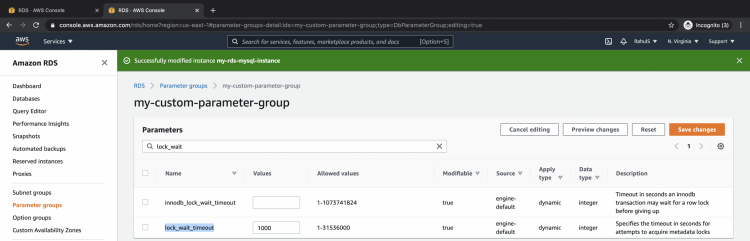 How to create and modify a Parameter Group for an RDS instance on AWS linux 
