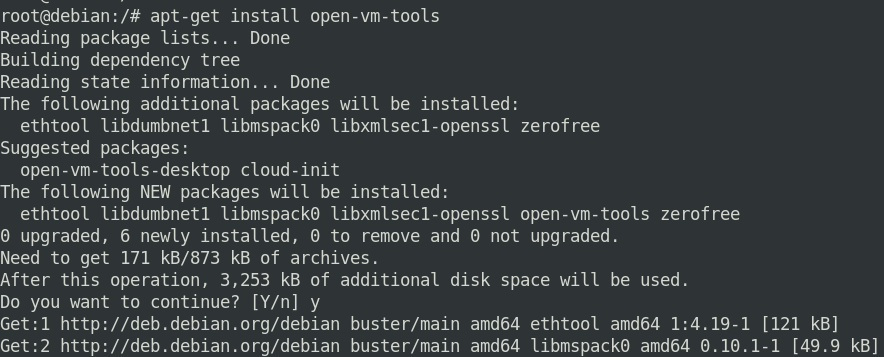 How to install VMware tools in Debian 10 Debian linux shell 