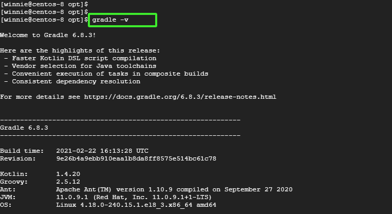 How to install Gradle build automation tool on CentOS 8 linux 