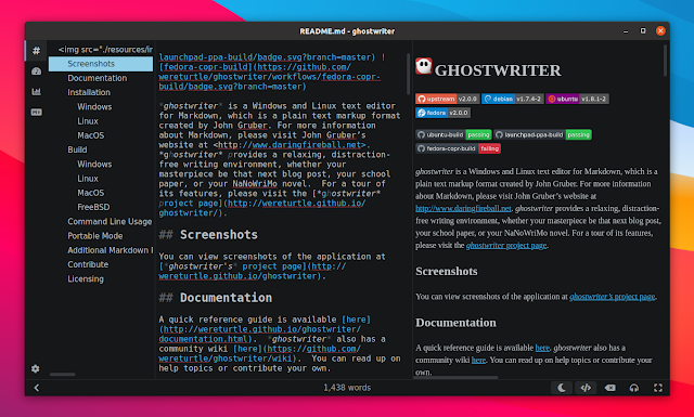 Qt5 Markdown Editor Ghostwriter 2.0.0 Released With New Markdown Processor, New Sidebar And Revamped Theming Apps markdown news 