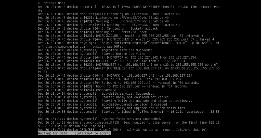 How to watch or monitor log files in Debian 10 Debian linux shell 