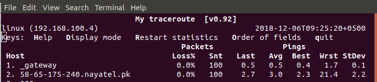 How to use the Linux mtr (My Traceroute) command linux ubuntu 