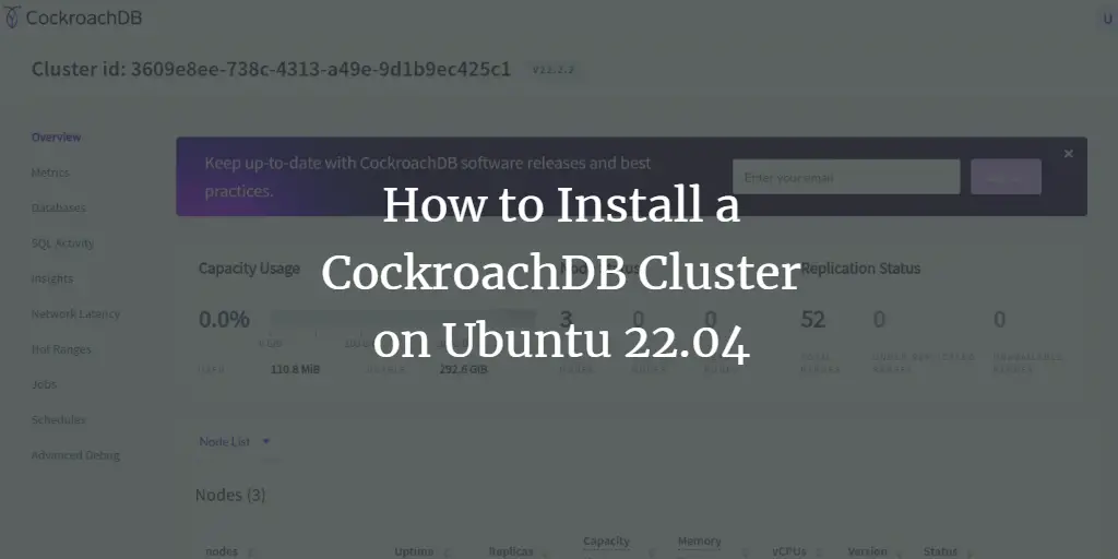 How to Install a CockroachDB Cluster on Ubuntu 22.04 ubuntu 