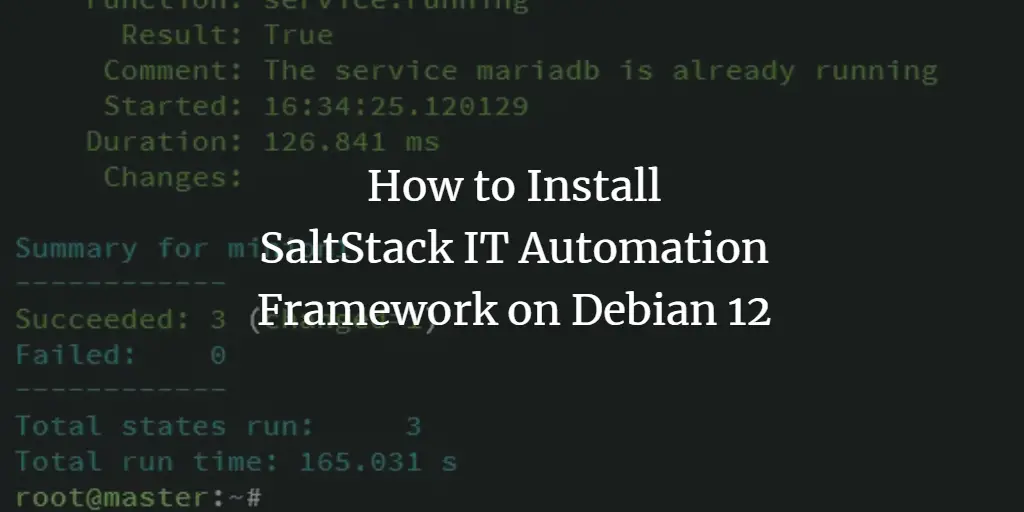 How to Install SaltStack IT Automation Framework on Debian 12 Debian 