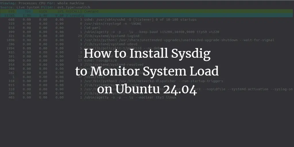 How to Install Sysdig to Monitor System Load on Ubuntu 24.04 ubuntu 