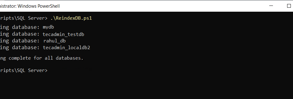 How to Reindex All SQL Server Databases Using a PowerShell Script General Articles mssql 