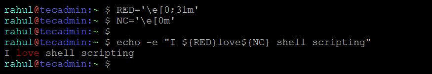 Using Colors in Shell Scripts Bash Shell 