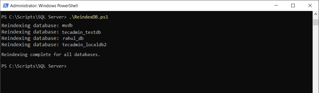 How to Reindex All SQL Server Databases Using a PowerShell Script General Articles mssql 